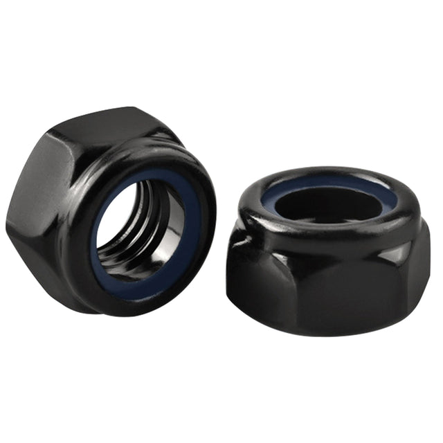 M3-0.5 Black Nylon Insert Lock Nut 304/A2 Stainless Steel DIN985